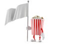 Popcorn character with blank flag Royalty Free Stock Photo