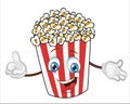 Popcorn character cartoon.cute and funny popcorn vector illustration. Royalty Free Stock Photo