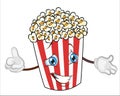 Popcorn character cartoon.cute and funny popcorn vector illustration.