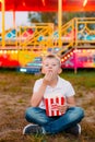 Popcorn Child Festival Fair Colorful Background Blur