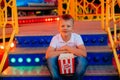 Popcorn child festival fair colorful background blur