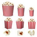 Popcorn cinema box mockup set, realistic style