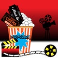 Popcorn and cinema tickets Royalty Free Stock Photo