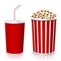 Popcorn with cola cup isolated on white background Royalty Free Stock Photo