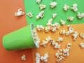 Popcorn on a colored background natural