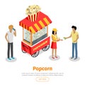 Popcorn Conceptual Isometric Vector Web Banner