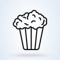 Popcorn and corn box. Line style icon symbol. vector illustration on white background Royalty Free Stock Photo