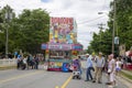 A popcorn and cotton candy food vendor stand at Kernersville Folly Festival