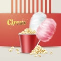 Popcorn with cotton candy Royalty Free Stock Photo