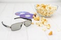 Popcorn and disks and 3D glasses