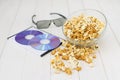 Popcorn and disks and 3D glasses