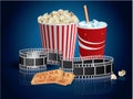 Popcorn, drink and filmstrip