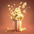 Popcorn exploding from inside the popcorn box Royalty Free Stock Photo