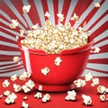 Popcorn Exploding Out Of Red Bowl