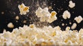 Popcorn explosion with sparkling lights Royalty Free Stock Photo