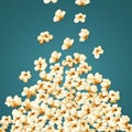 Popcorn falling. Stack of white snacks for movie time souffles corns vector illustration