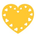 Popcorn flying heart shape frame. I love cinema movie night. Flat design style. Yellow background. Isolated