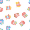 popcorn food snack cinema vector seamless pattern