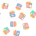 popcorn food snack cinema vector seamless pattern