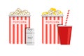 Popcorn food vector illustration. Popcorn in bucket. Big popcorn