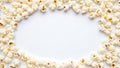 Popcorn Frame on White Background with Copy Space Royalty Free Stock Photo