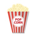 Popcorn. icon flat, cartoon style. Isolated on white background. Vector illustration, clip-art.