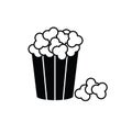 Popcorn icon vector  illustration isolated on white background. icon with mirror shadow Royalty Free Stock Photo
