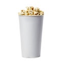 Popcorn isolated in cardboard box on a white Royalty Free Stock Photo