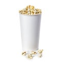 Popcorn isolated in cardboard box on a white Royalty Free Stock Photo