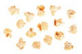 Popcorn isolated on white background. Top view Royalty Free Stock Photo