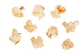 Popcorn isolated on white background. Top view Royalty Free Stock Photo