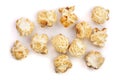 Popcorn isolated on white background. Top view Royalty Free Stock Photo