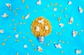 Popcorn kernels arranged into a lightbulb shape Royalty Free Stock Photo