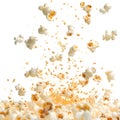 Popcorn kernels exploding in the air