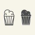 Popcorn line and glyph icon. Delicious vector illustration isolated on white. Popcorn bucket outline style design Royalty Free Stock Photo