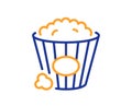 Popcorn line icon. Pop corn sign. Vector