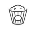 Popcorn line icon. Pop corn sign. Vector