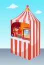 Popcorn and lollipops stand vector illustration Royalty Free Stock Photo