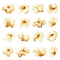 Popcorn. Movies time corn comb for eating souffle food seeds vector collection Royalty Free Stock Photo