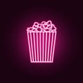 Popcorn neon icon. Elements of fast food set. Simple icon for websites, web design, mobile app, info graphics