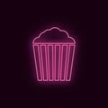 Popcorn, neon, icon. Theater ruby color neon ui ux icon. Theater sign logo vector - Vector