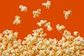 Popcorn On Orange Background