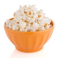 Popcorn in a orange bowl