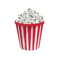 Popcorn. Paper Popcorn Cup. Fast Food. Tasty Street Food and Drink. Fresh Fast Food Product. Delicious Caramel Popcorn.