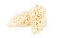 Popcorn in a Plastic Bag Tied with a Rubber Band on White Background Royalty Free Stock Photo