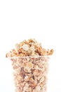 Popcorn In Plastic Cup On White Background. Royalty Free Stock Photo