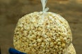 Popcorn into polythene bag that is from maize or popped corn Royalty Free Stock Photo