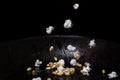 Popcorn popping in a pan