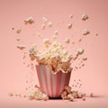 Popcorn popping in pink background