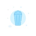 Popcorn portion flat vector icon. Filled line style. Blue monochrome design. Editable stroke